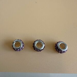 Bundle Only NWT 3 Purple Crystal Pavé European Charm Bead - Women Jewelry